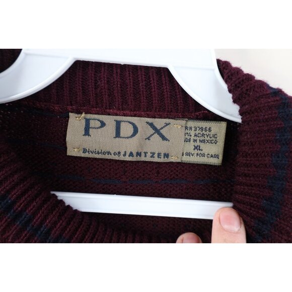 Vintage 90s Streetwear Mens XL Polka Dot Knit Crewneck Sweater Dark Purple - Picture 5 of 9